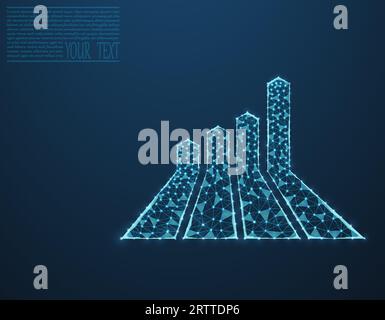 Vektorbild des Wachstumsdiagramms, bestehend aus Raster und Punkten. Geschäftsdarstellung – Grafik, Wachstumskonzept, Geschäftsentwicklung. Vektorabbildung Stock Vektor
