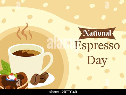 National Espresso Day Vector Illustration am 23. November mit Tasse Kaffee mit Bohne für Promotion oder Poster in Flat Cartoon Hintergrund Design Stock Vektor