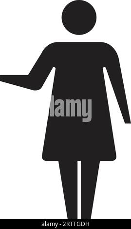 Frauensymbol offene Arme Vektor weibliche Person mit erhöhten Händen Symbol in einer Glyphen-Piktogramm-Illustration Stock Vektor