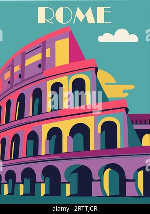 Rom, Italien Reiseplakat im Bauhaus-Retro-Stil. Stock Vektor