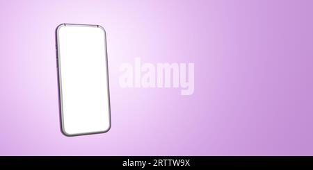Realistisches Handymodell. Mobiltelefon, weißer, leerer Geräterahmen und schwarzes Smartphone. Kommunikationsmittel, moderne Gadget-Modellpräsentation. Stockfoto
