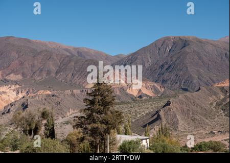 Panorama der Stadt Tilcara in der Provinz Jujuy in Argetina Stockfoto