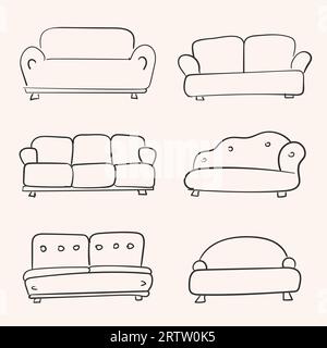 Sofa-Doodle-Vektor-Set einfache Skizze Stock Vektor