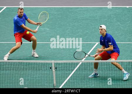 Die tschechischen Tennisspieler Adam Pavlasek und Jakub Mensik während des Davis-Cup-Teams C 2023 gegen die Tschechische Republik gegen Korea gegen Minkyu Song und JIS Stockfoto