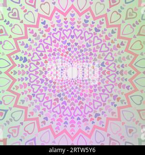Indie-Stil Hintergrund aus Herzen in verschiedenen Farben, kreisförmige Textur Stock Vektor