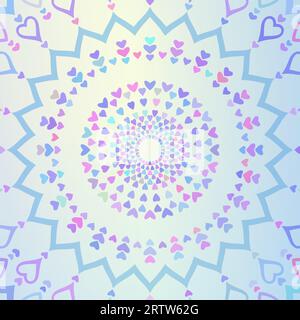 Indie-Stil Hintergrund aus Herzen in verschiedenen Farben, kreisförmige Textur Stock Vektor