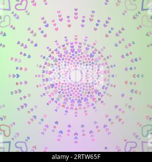 Indie-Stil Hintergrund aus Herzen in verschiedenen Farben, kreisförmige Textur Stock Vektor