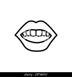 Nettes gesundes Lächeln Linie Icon, internationaler Zahnarzt Tageskonzept, Weiße Zähne Lächeln Zeichen auf weißem Hintergrund, gesunde Zähne Icon in Konturstil für m Stock Vektor