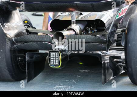 Alpine F1 Team A523, mechanische Details, Balkenflügel, Heckdiffusor während des Formel 1 Singapore Grand Prix 2023, 15. Runde der Formel 1-Weltmeisterschaft 2023 vom 15. Bis 17. September 2023 auf dem Marina Bay Street Circuit in Singapur - Foto Antonin Vincent/DPPI Credit: DPPI Media/Alamy Live News Stockfoto