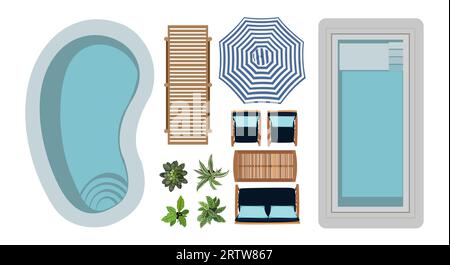 Draufsicht auf Vektordesign-Symbole für Gartenmöbel Stock Vektor
