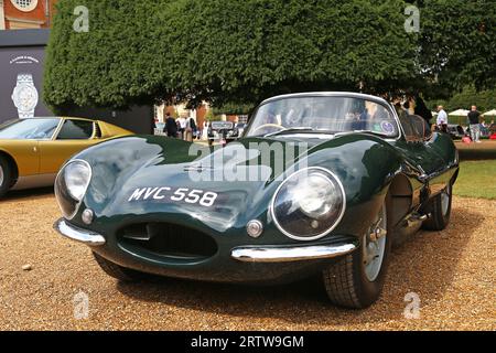 Jaguar XKSS (1956) (Jahrzehnte Gewinner: 1950er), Concours of Elegance 2023, Hampton Court Palace, London, Großbritannien, Europa Stockfoto