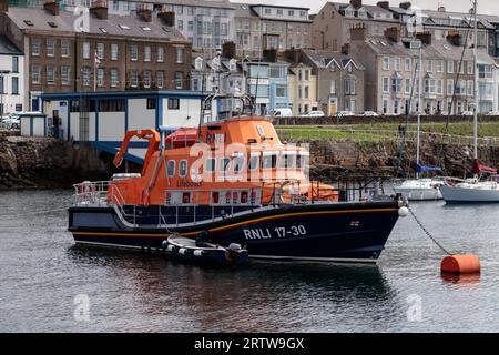 Rettungsboot in Portrush Harbour, County Antrim, Nordirland Stockfoto