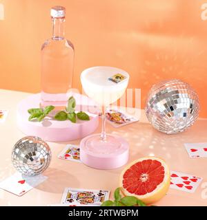 Cocktail, ein saures Getränk mit Gin und Eischaum Stockfoto