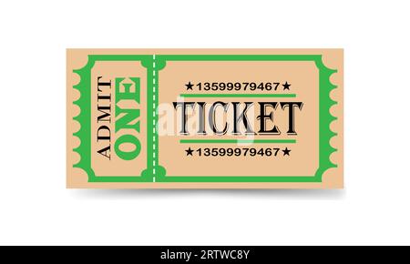 Ein Ticket-Symbol auf weißem Hintergrund zulassen. Vektorillustration. Gut für Kino, Theater, Konzert, Performance, Party, Veranstaltung, Festival Stock Vektor