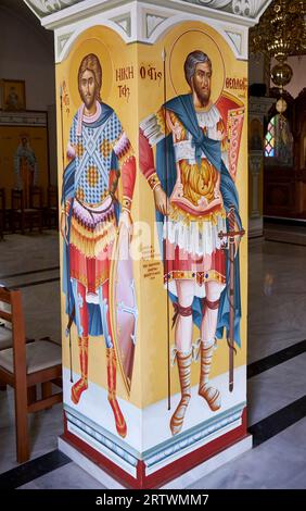 Gemälde von Heiligen, die Kirche der Verklärung des Erlösers, Dorf Piskopiano, Griechenland Stockfoto