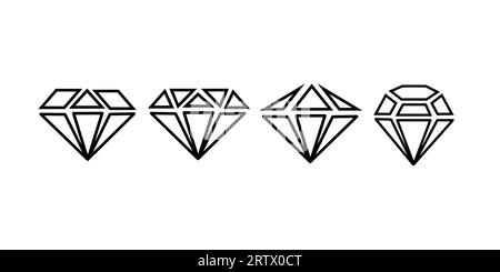 Strichzeichnungen Edelsteine, Vektorsymbole gesetzt. Lineare Darstellung von Diamanten. Edle Edelsteine Design-Elemente. Stock Vektor