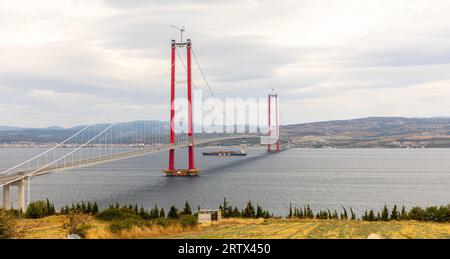 Neue Brücke, die zwei Kontinente verbindet 1915 canakkale-Brücke (dardanelles-Brücke), Canakkale, Türkei Stockfoto