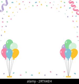 Vektorillustration. Konfetti, Luftschlangen, Ballons. Festlicher Hintergrund Stock Vektor