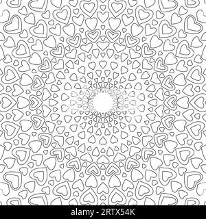 Hintergrund aus Herzen für Malbuch Vektor Illustration in schwarz-weiß Stock Vektor