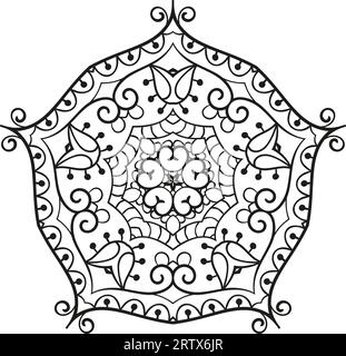 Fünfeckiges ornamentales Mandala zum Färben des Buches isoliertes Designelement Vektor-Illustration Stock Vektor
