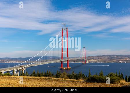 Neue Brücke, die zwei Kontinente verbindet 1915 canakkale-Brücke (dardanelles-Brücke), Canakkale, Türkei Stockfoto