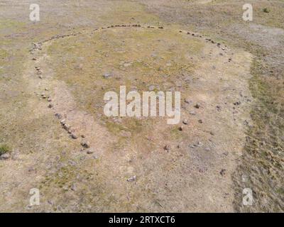 Wurdi Youang Aborigine Stone Arrangement, Australien. Astronomisch bedeutsame Positionen sind älter als Stonehenge und Pyramiden Stockfoto
