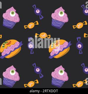 Seltsames Essen für Zombie-halloween-Weihnachtsmuster Stock Vektor