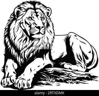 Pinselmalerei Tusche Zeichnung isolierte Löwe Illustration Stock Vektor