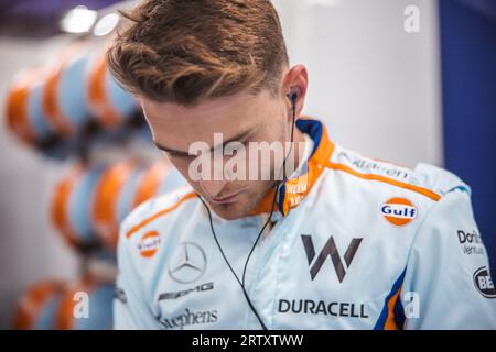 Singapur, Singapur. September 2023. Logan Sargeant (USA) Williams Racing. 15.09.2023. Formel-1-Weltmeisterschaft, Rd 16, Singapur Grand Prix, Marina Bay Street Circuit, Singapur, Übungstag. Auf dem Foto sollte Folgendes stehen: XPB/Press Association Images. Quelle: XPB Images Ltd/Alamy Live News Stockfoto