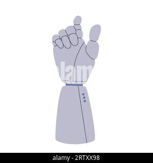 Cyborg oder Roboterhand. Mechanische Handfläche mit Fingern. Vektor flach isolierte Illustration. Stock Vektor