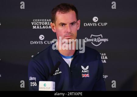 AO Arena, Manchester, Lancashire, Großbritannien. September 2023. Andy Murray (GBR) nach der Pressekonferenz in der Davis Cup Finals Group Stage 2023 nach dem Kampf gegen die Schweiz Credit: Touchlinepics/Alamy Live News Stockfoto