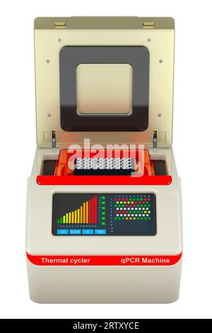 Thermocycler, PCR-Maschine. 3D-Rendering isoliert auf weißem Hintergrund Stockfoto