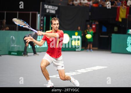 Valencia, Spanien. September 2023. Albert Ramos Vinolas aus Spanien in Aktion während der Valencia Davis Cup Finals, Gruppe C, Spanien gegen Serbien, Match 1 im Fuente de San Luis Stadion. Endstand; Spanien 0:2 Serbien Credit: SOPA Images Limited/Alamy Live News Stockfoto