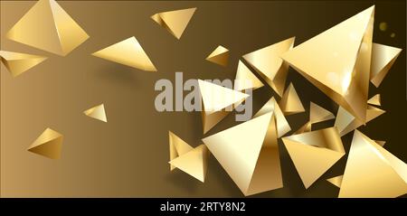Luxuriöser Hintergrund mit goldenem Dreiecksrahmen und Polygon-Unschärfe-Dekoration mit Glitzereffekt. Stock Vektor