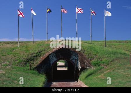 Postern (Tunneleingang), Fort Morgan State Historic Site, Alabama Stockfoto