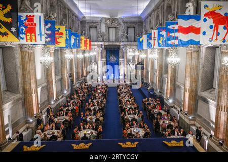 Das Jubiläumsessen im Königlichen Palast in Stockholm, Schweden, am 15. September 2023 im Zusammenhang mit dem 50. Jahrestag der Thronbesteigung HM des Königs.Foto: Anders Wiklund/TT/Code 10040 Stockfoto