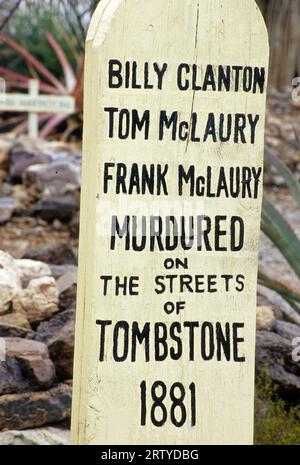 Clanton Grave, Boot Hill Graveyard Park, Tombstone, Arizona Stockfoto