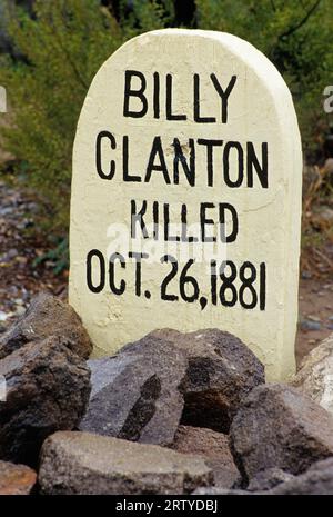 Clanton Grave, Boot Hill Graveyard Park, Tombstone, Arizona Stockfoto