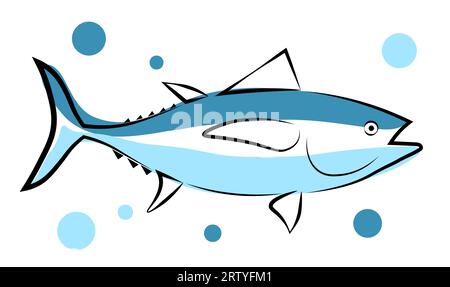 Thunfisch auf weißem Hintergrund Stock Vektor