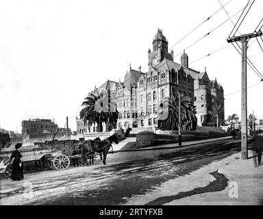 Los Angeles, Kalifornien: c. 1892 das Los Angeles County Courthouse wurde auf dem Poundcake Hill in den Spring Street und Temple Street gebaut. Stockfoto