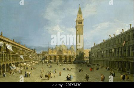 Piazza San Marco Venedig, Ölgemälde des italienischen Künstlers Canaletto Ende der 1720er Jahre Stockfoto