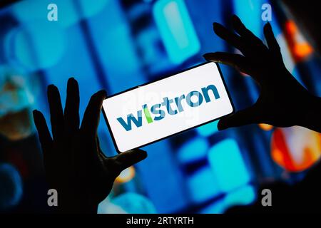 Brasilien. September 2023. In dieser Abbildung wird das Wistron Corporation-Logo auf einem Smartphone-Bildschirm angezeigt. Quelle: SOPA Images Limited/Alamy Live News Stockfoto