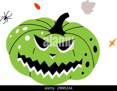 Kürbisgesicht, Herbstgemüse. Halloween Kürbis. Vektorillustration. Stock Vektor