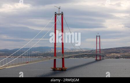 Neue Brücke, die zwei Kontinente verbindet 1915 canakkale-Brücke (dardanelles-Brücke), Canakkale, Türkei Stockfoto