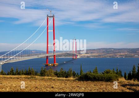 Neue Brücke, die zwei Kontinente verbindet 1915 canakkale-Brücke (dardanelles-Brücke), Canakkale, Türkei Stockfoto