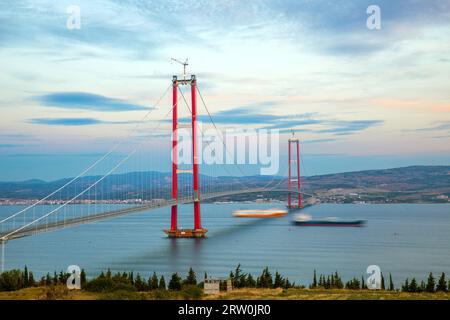 Neue Brücke, die zwei Kontinente verbindet 1915 canakkale-Brücke (dardanelles-Brücke), Canakkale, Türkei Stockfoto