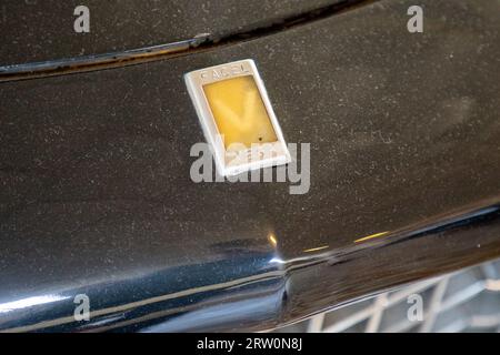 Bordeaux, Frankreich - 09 12 2023 : Facel Vega Auto Logo Marke und Textschild auf der Vorderseite französisch klassischen Sportwagen Oldtimer Sixties Sammler Stockfoto