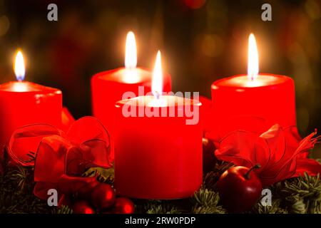 Adventskranz für den 4. Advent, Adventskranz für den 4. Advent Stockfoto