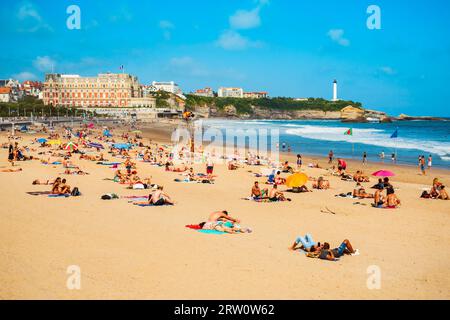 La Grande Plage ist ein öffentlicher Strand in Biarritz Stadt am Golf von Biskaya an der Atlantikküste in Frankreich Stockfoto