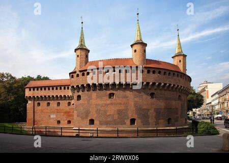 Der Barbikaner in Krakau, Polen. Festung aus dem 15. Jahrhundert, Teil der alten Stadtmauer Stockfoto